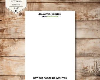 Personalized Lightsaber Notepad, Pop Culture Stationery Gift