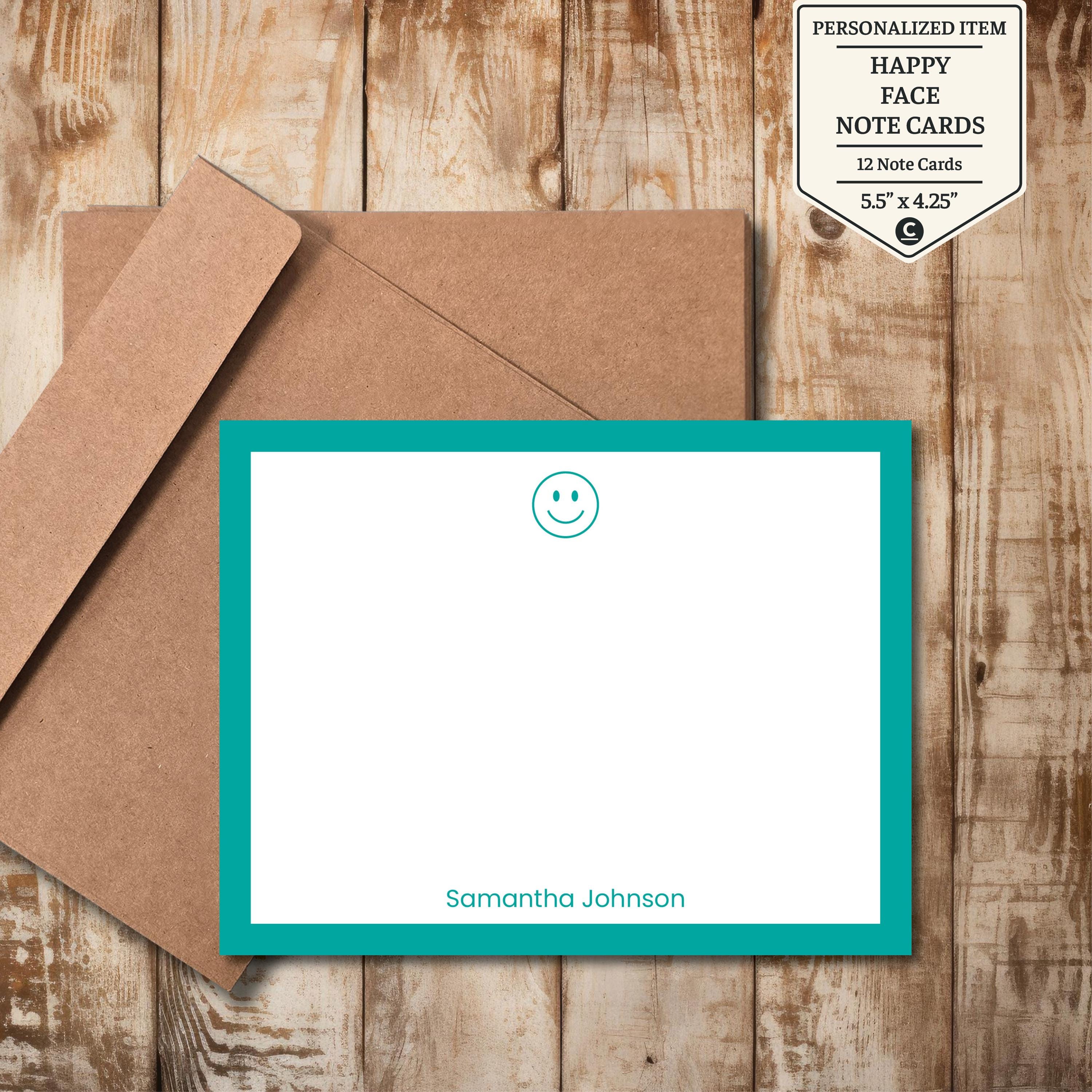 Personalized Retro Smiley Face Note Cards | Stationery Set - Etsy