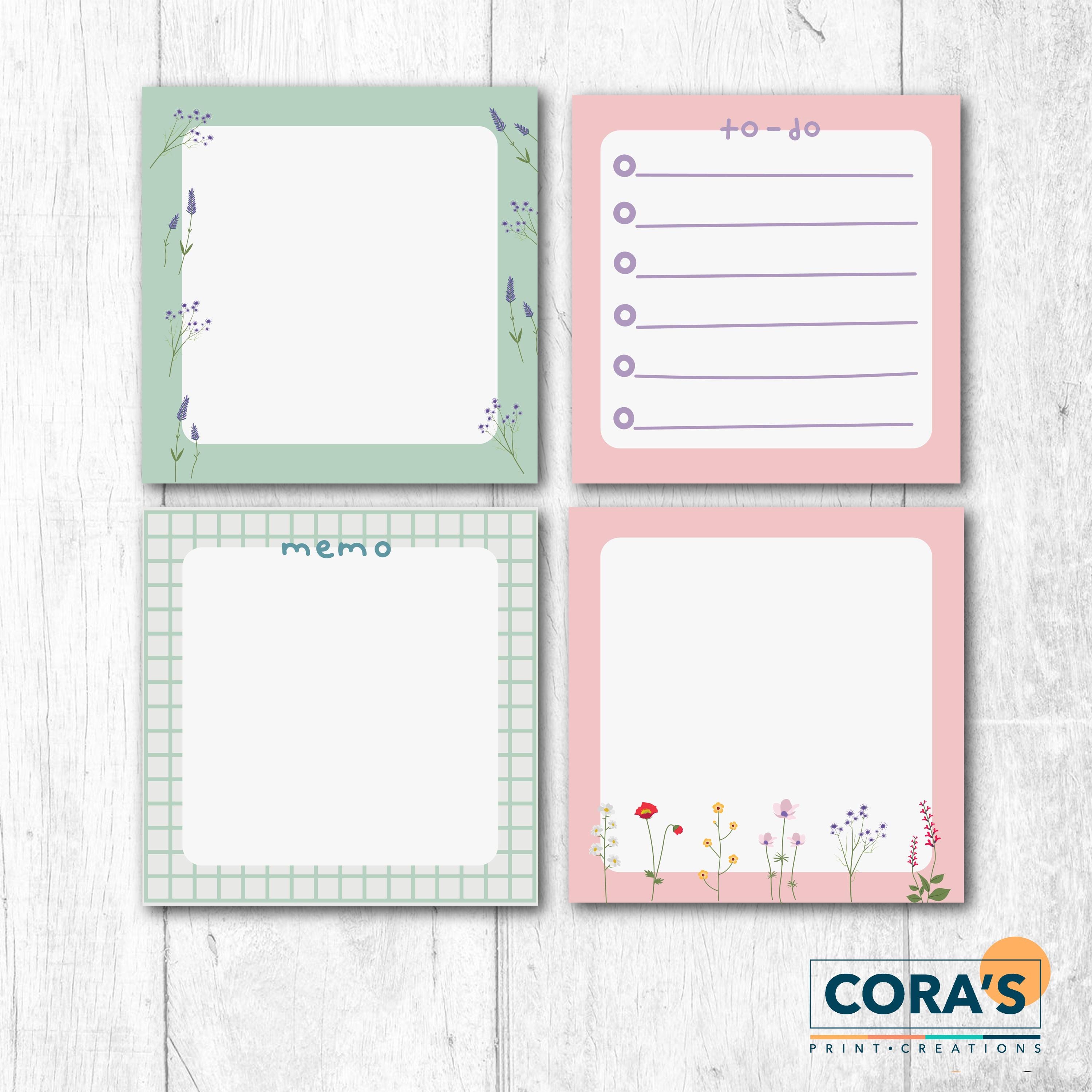 Spring Notepads Spring Floral Memo Pad Set, Kawaii Pastel Notepads - Etsy