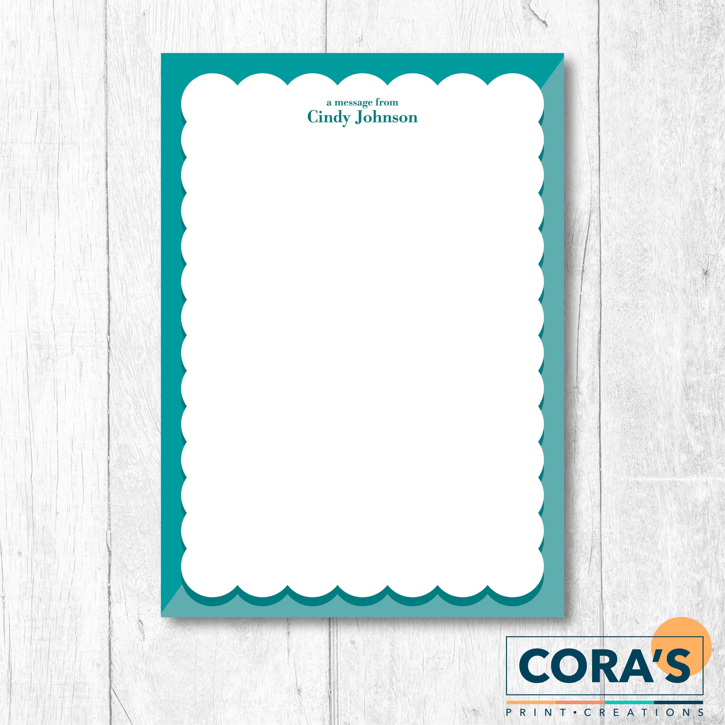 A Message From: Personalized 50 Sheet Notepad with Note Card Option.