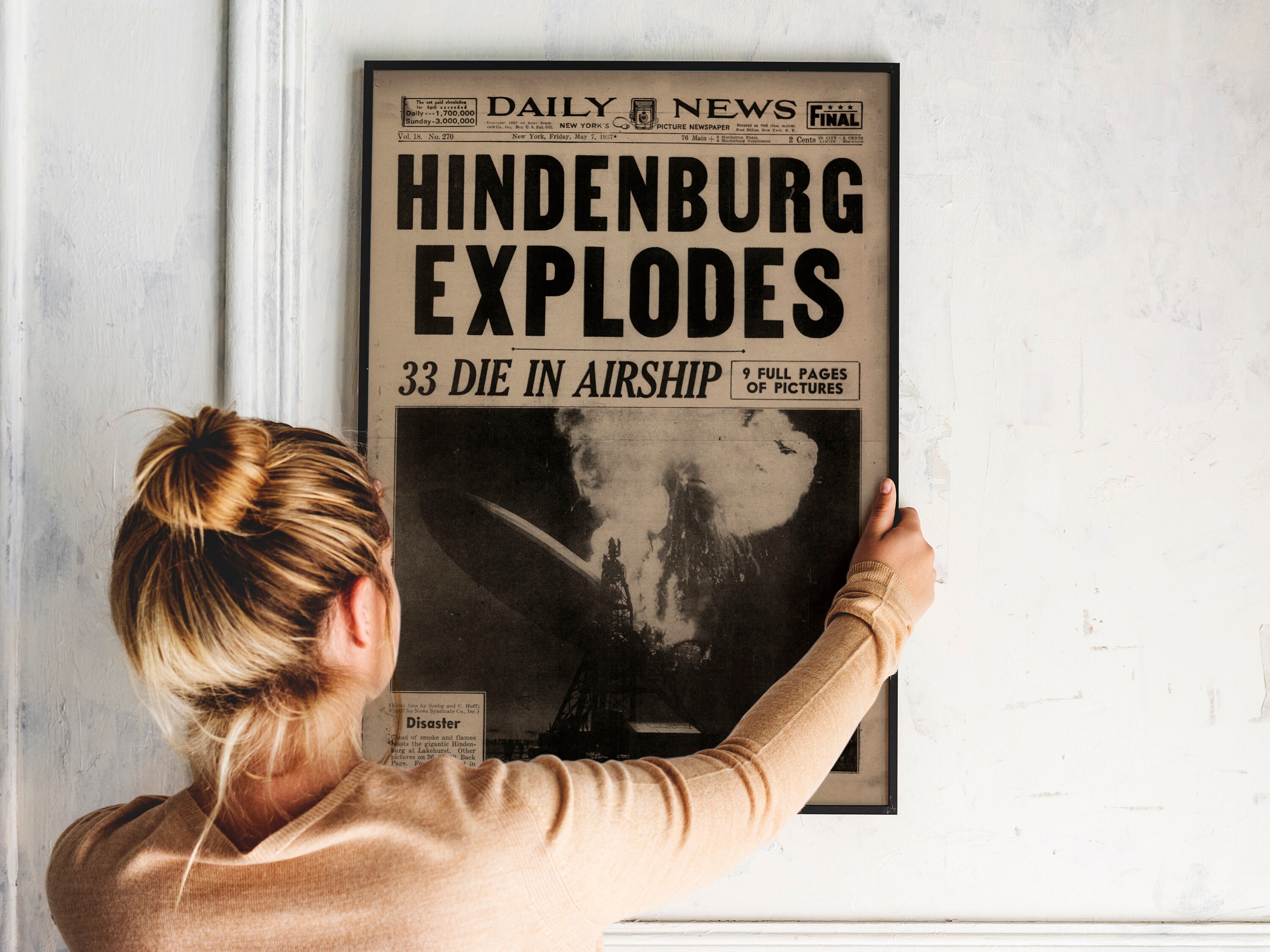 手紙 フライヤー Hindenburg Disaster Print: 1937 Newspaper Headline Poster (digital
