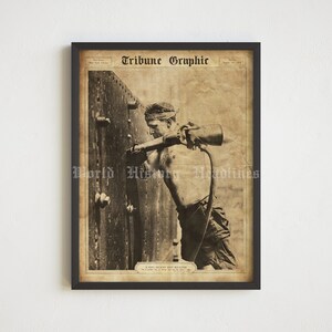 Plakat z gazety w stylu vintage: historyczna sztuka na pierwszej stronie, dekoracja ścienna w stylu retro, wyjątkowa sztuka ścienna z gazety (POBIERANIE CYFROWE)