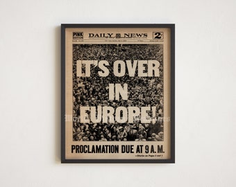 Impresión del periódico Victoria de la Segunda Guerra Mundial: Portada del New York Daily News (Descarga digital)