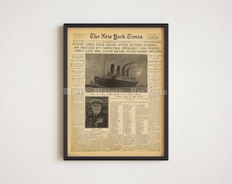 Titanic Newspaper Front Page Poster: Vintage Historic News Print