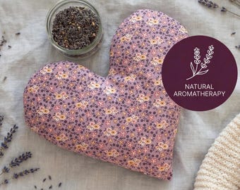 Weighted Heart Eye Pillow, Purple Floral, Aromatherapy, Relaxation, Stress Relief, Anxiety Calming