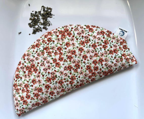 Weighted Eye Pillow, Orange Pink Floral, Heat Pack, Spa & Relaxation, Rice, Lavender, Valentines GIft