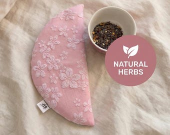 Satin Linen Eye Mask, Weighted Eye Pillow, Pink Floral, Cooling, Dry Tired Eyes, Aromatherapy