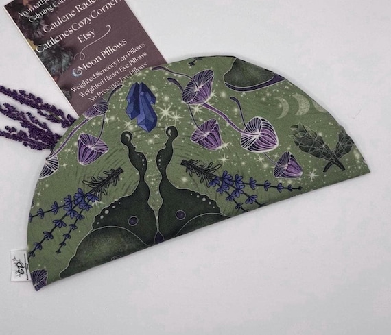 Weighted Eye Pillow, Magic Moths Mushrooms, Flaxseed Warmer, Microwavable, Spa & Relaxation, Aromatherapy Gift