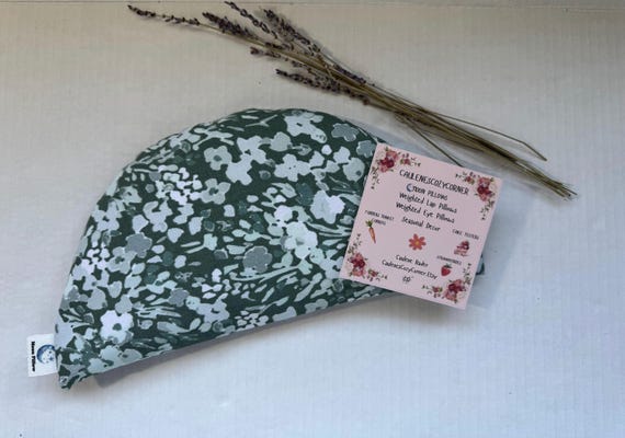 Weighted Eye Pillow, Green Floral Watercolors, Spa & Relaxation Gift, Self Care, Microwavable,Heat Pack
