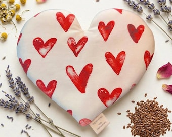 Weighted Heart Eye Pillow, Watercolor Hearts, Microwavable Heat Pack, Headache Relief Allergy