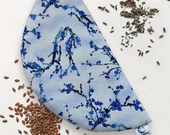 Weighted Eye Pillow, Blue Blossoms, Spa Relaxation, Rice Bag, Flaxseed Warmer,  Aromatherapy Sleep Mask