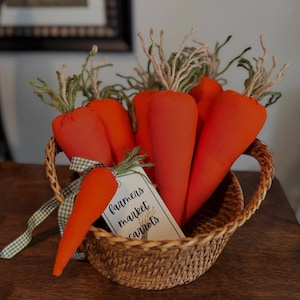 Handcrafted Fabric Carrots: Spring Farmhouse Tiered Tray Decor, Set of 6