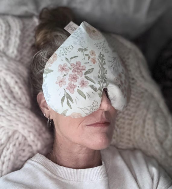 Weighted Heart Eye Pillow, Watercolor Wild Flowers, Sleep Mask, Scented, Unscented, Valentines Gift Her