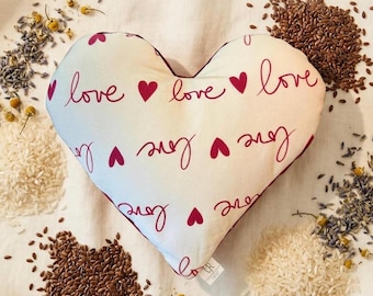 Weighted Heart Pillow, Minky, Cotton, Aromatherapy Relaxation, Flaxseed Rice Heating Pad, Scented, Unscented, Reversible