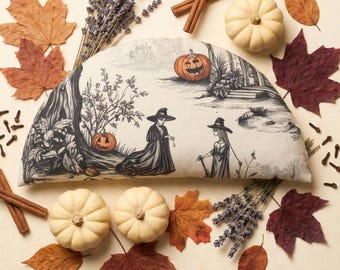 Weighted Eye Pillow, Witches Pumpkins, Aromatherapy Sleep Mask, Cooling Cotton, Herbal Compress, Sleep Aid