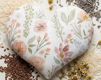 Weighted Heart Eye Pillow, Floral Watercolors, Natural Remedies, Self Care Wellness Gift, Migraine, Handmade