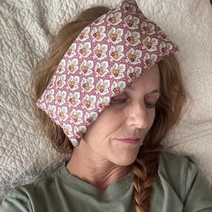 Weighted Aromatherapy Eye Pillow: Purple Fall Leaves, Flaxseed & Rice,Yoga Eye Mask