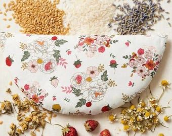 Weighted Eye Pillow, Blooming Strawberries, Aromatherapy, Microwavable, Sleep Mask, Cooling Menopause, Chamomile Heat Pack