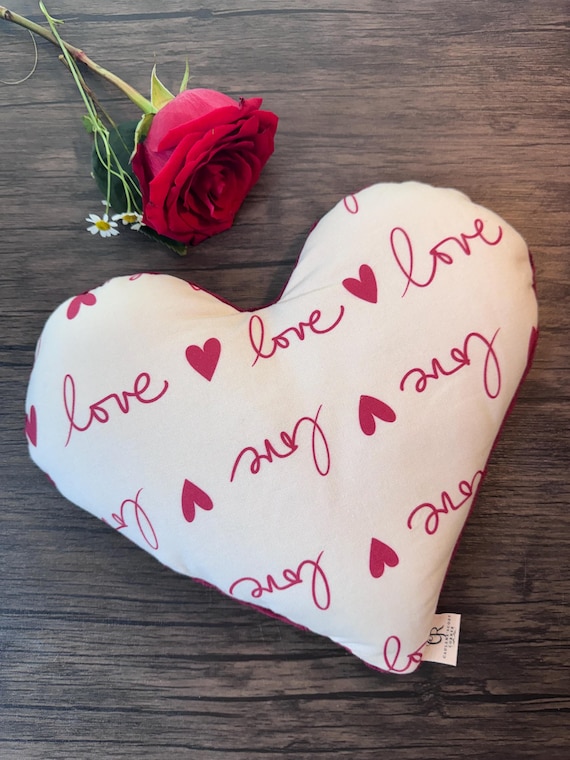Weighted Lap Pillow, Written Love Hearts, Microwavable Heat Pack, Flaxseed Warmer, Relaxation, Valentines Gift