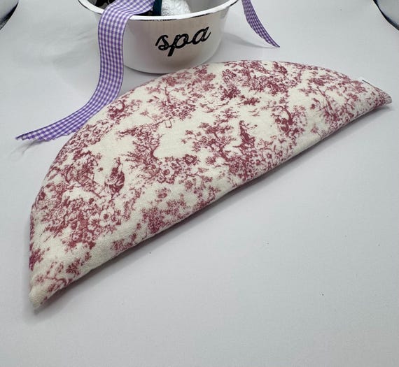 Weighted Eye Pillow, Pink Linen Toile, Aromatherapy Sleep Mask, Microwavable, Flaxseed, Scented, Unscented, Natural