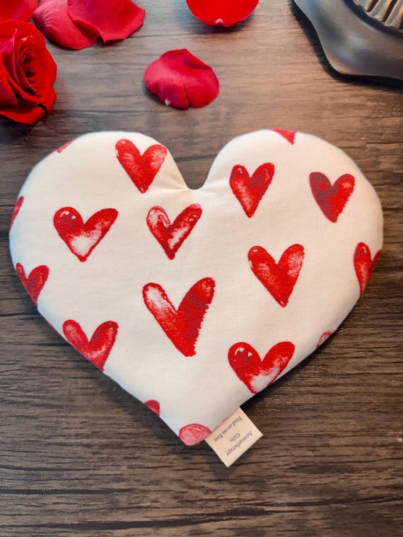 Weighted Heart Eye Pillow,  Watercolor Valentines, Microwavable Heat Pack, Scented, Unscented, Flaxseed, Sleep Mask