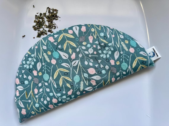 Weighted Eye Pillow, Teal Floral, Herbal Aromatherapy, Microwavable, Therapeutic Relaxation, Flaxseed, Self Care Gift