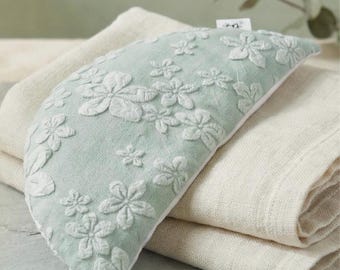 Satin Linen Eye Mask, Mint Floral, Weighted Eye Pillow, Heat Therapy Bag,  Cooling, Migraine