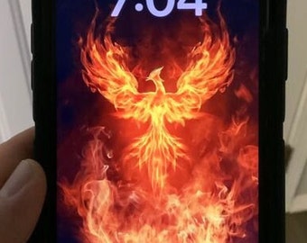 Fiery Phoenix Phone Wallpaper | Dramatic | Flame | Fire | Mythical Digital Download | Rise | Rising | Ashes | Phoenix Rising | Burning