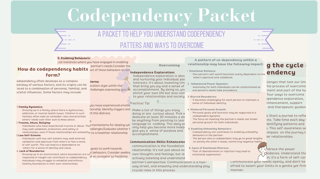 Codependency Information Sheets & Ways to Overcome - Etsy