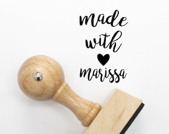 Made with Love Stamp, Rubber Stamp, Custom Stamp, Personalized Stamp, Self Inking Stamp, Handmade by Stamp, Handmade stamp --25148-WB13-000
