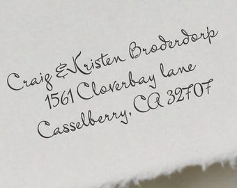 Personalized Return Address Stamper, Self-Inking, Wood Block, Family Name Stamp
