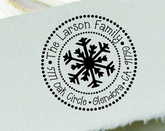 Winter Snowflake Custom Return Address rubber Stamp Holiday Cards Personalized Christmas Card Rubber Stamp, Cute Stampers, Family Name Stamp