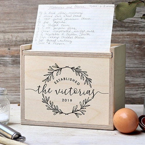 Recipe Box Personalized Recipe Box Housewarming Gift Etsy