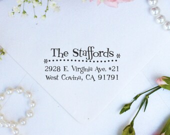 Custom Personalized Return Address Stamp, Rubber Wood Plastic Stamper, Engagement Wedding Address Stamp, Self Inking, Ink Pad --2385