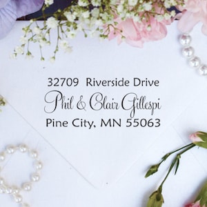 Custom Personalized Return Address Stamp, Rubber Wood Mount Clear Block Stamper, Fancy Calligraphy Address Stamp Self Inking, Ink Pad --2769
