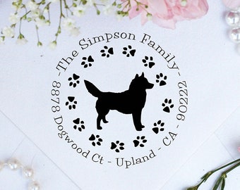 Husky Dog Stamp, Husky Lover Self Inking Custom Return Address Stamp, Cute Stamp for Husky Lover, Dog Stamp --10354-PI53-000