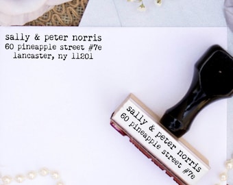 Wood Mounted Return address rubber stamp basic simple typewriter font  --2242