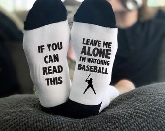 If You Can Read This socks, I'm watching baseball socks, gift for him, Novelty Socks, Stocking Stuffer, gift for him