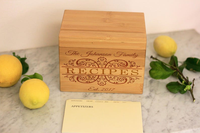 Custom Recipe Box & Dividers Recipe Box Engraved Recipe Box Etsy