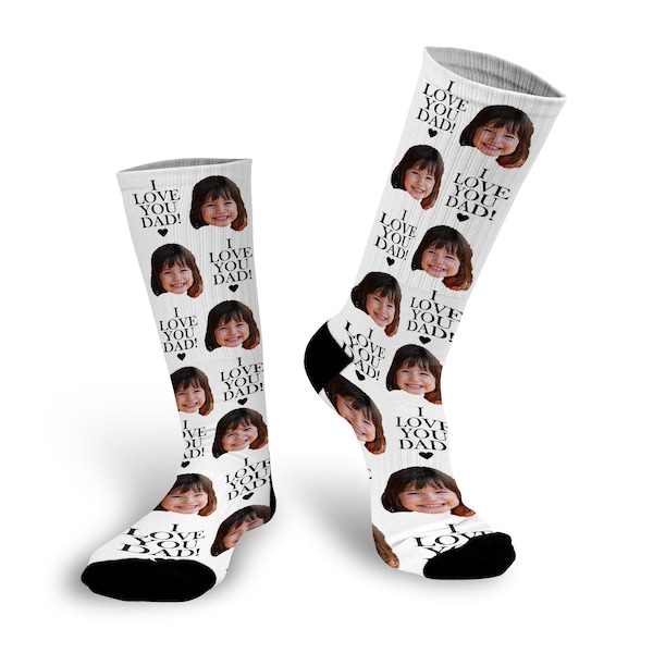 Father's Day Custom Photo Socks, Father's Day Socks, Dad Socks, Personalized Socks, Custom Printed Socks, Papa We Love You --62199-LSX4-603