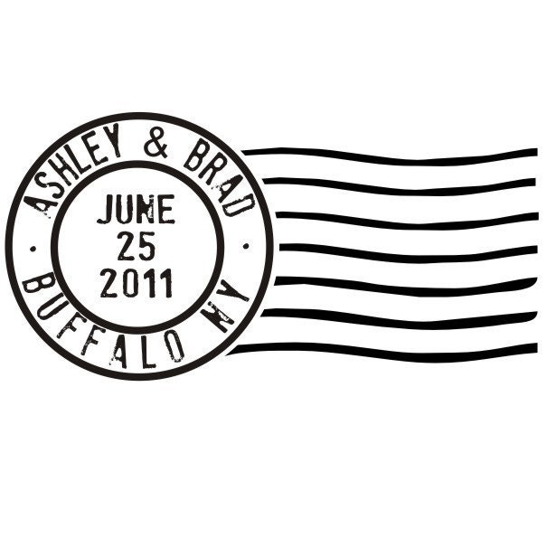 Cancelled postage stamp custom rubber stamp for save the dates | Etsy