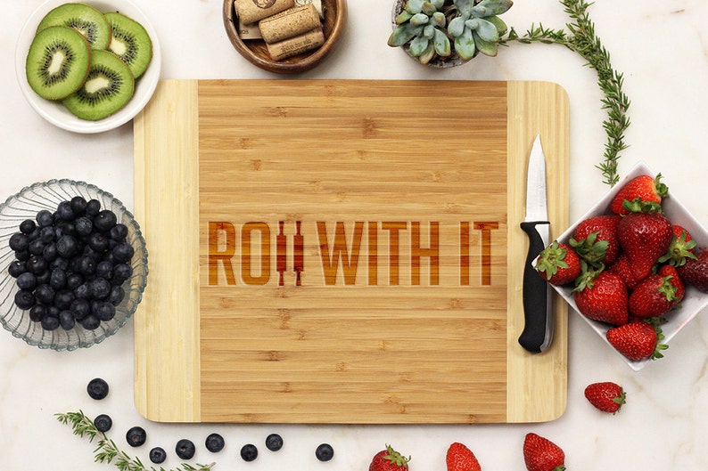 seasoned with love Custom Engraved Cherry wood -21097-CUTB-003 Roll With It Cutting Board Personalized Cutting board