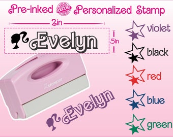 Kids Name Stamp Personalized Custom Name Rubber Stamper Dreamhouse Doll Rubber Stamps Cute Gift Idea for  Little Girl Niece or Granddaughter