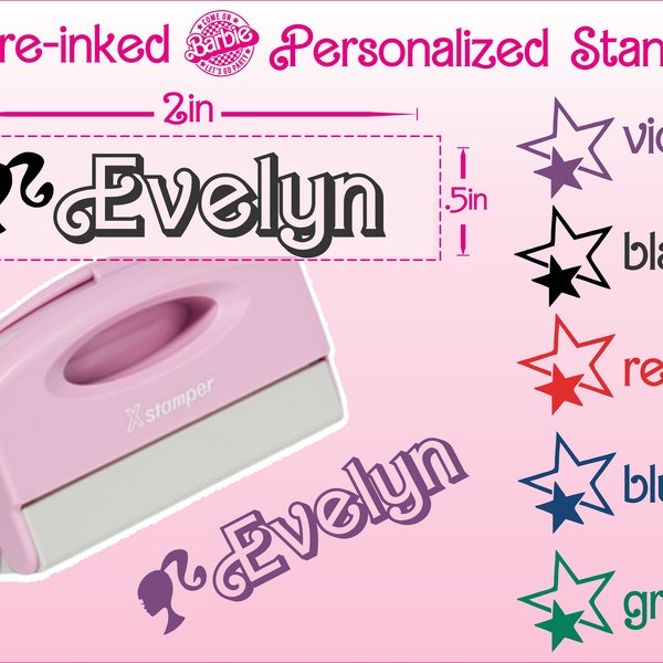 Kids Name Stamp Personalized Custom Name Rubber Stamper Dreamhouse Doll Rubber Stamps Cute Gift Idea for  Little Girl Niece or Granddaughter