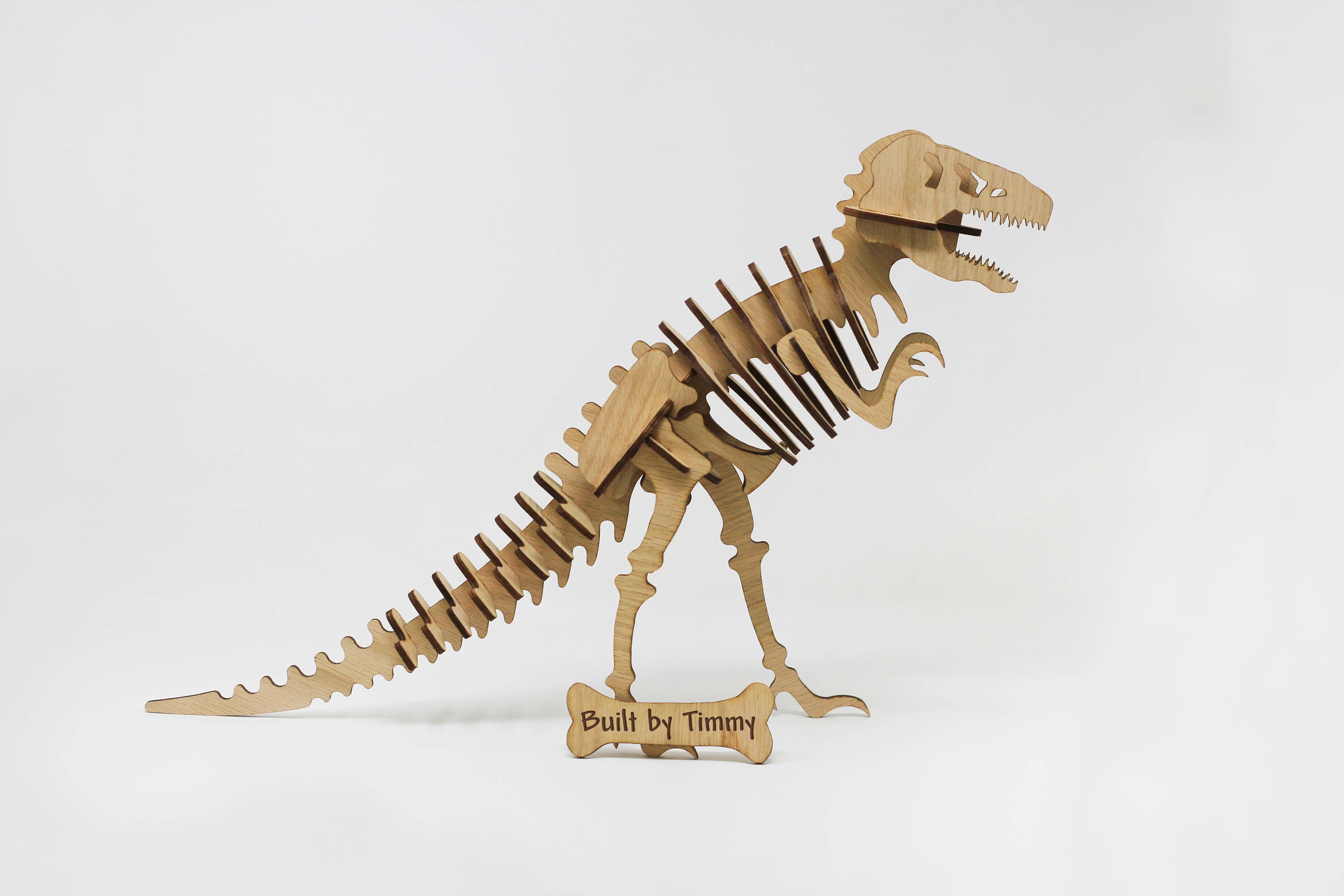 Dinosaur T-Rex DIY 3D Wooden Puzzle Natural 9-Inch 