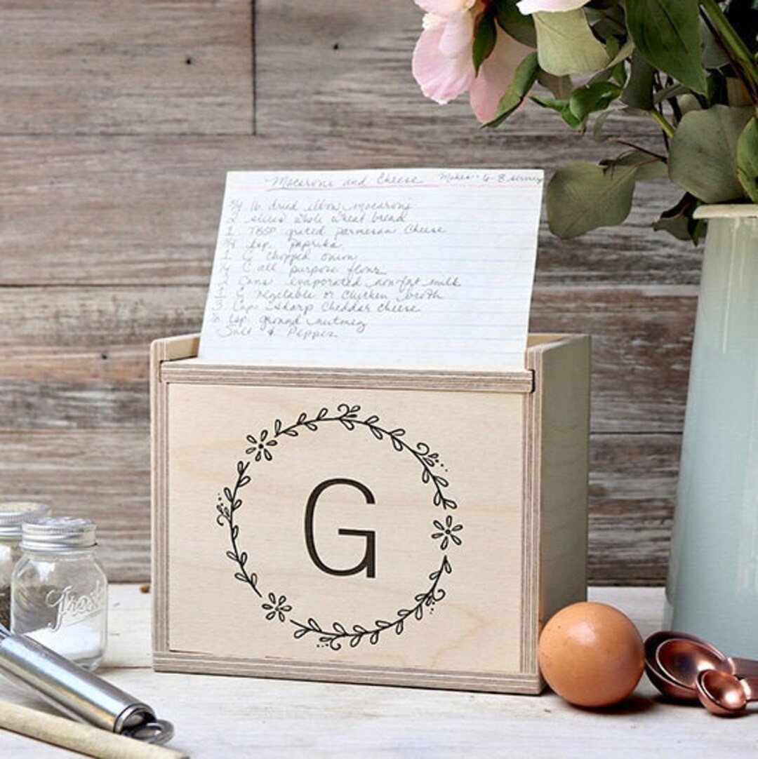 Custom Recipe Box Recipe Box Cards Engraved Recipe Box Etsy