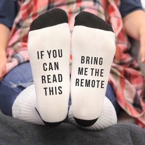 Funny Socks, Secret Santa Gift, Bring Me Remote Socks, Co-Worker Gift , Fun Socks, Gift for Dad, Father&#39;s Day gift --62133-SOX2-603
