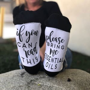Essential Oils Socks If you can read this, Stocking Stuffer, Secret Santa Gift, Funny Gifts, Co-Worker Gift , Funny Socks 61086-SOX1-603 image 1