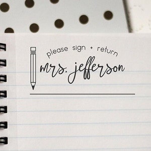 Self Inking Please Sign and Return Personalized Stamp, Custom Teacher Stamp, Please sign and Return Stamp, Teacher ,--12097-PI63-000