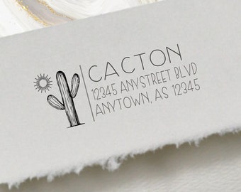 Cactus Cacti Return Address Stamp, Sun Return Address stamp Personalized Address Stamp, House warming Gift idea, Old West Old Western Cowboy